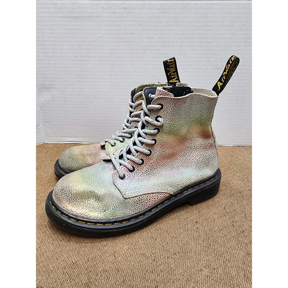 Dr. Martens Pascal suede boots 1460 rainbow glitter lace up Size US 2